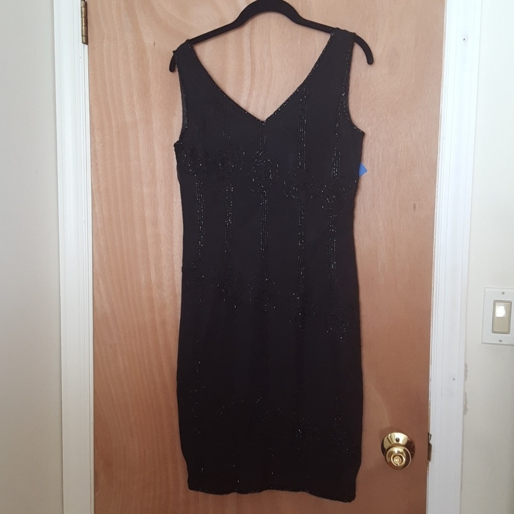Vintage beaded black dress